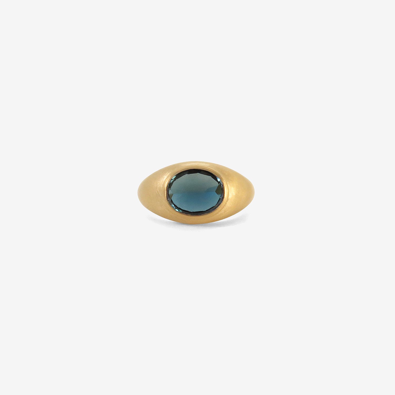 ROSANNE PUGLIESE 22K & FACETED OVAL LONDON BLUE TOPAZ DOMED RING, 3CT