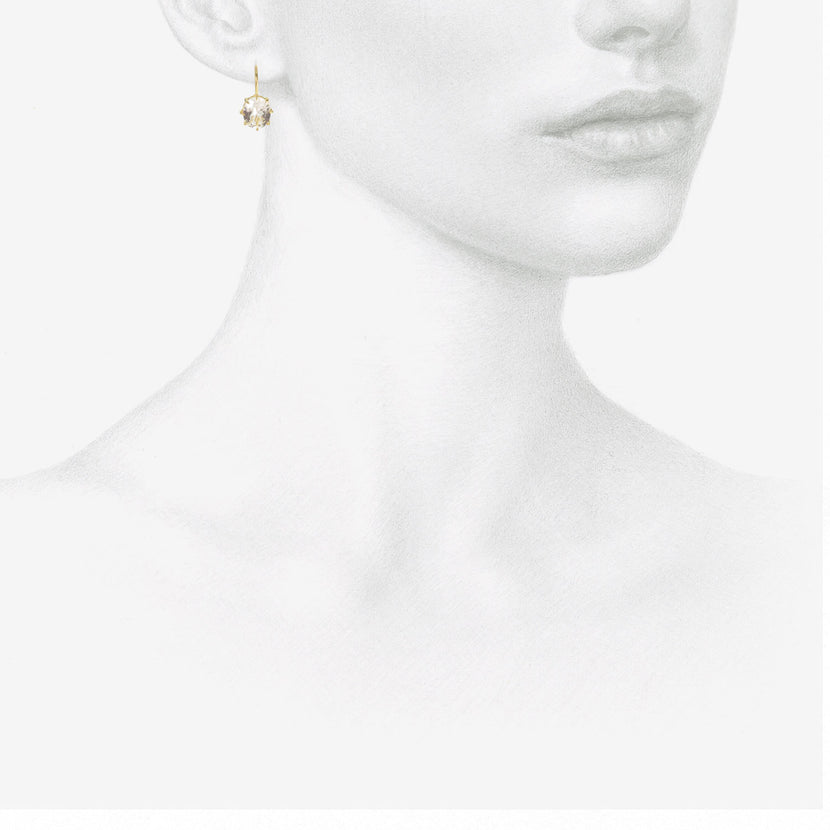 ROSANNE PUGLIESE 18K & FACETED OVAL WHITE TOPAZ NORTH/SOUTH DROP EARRINGS