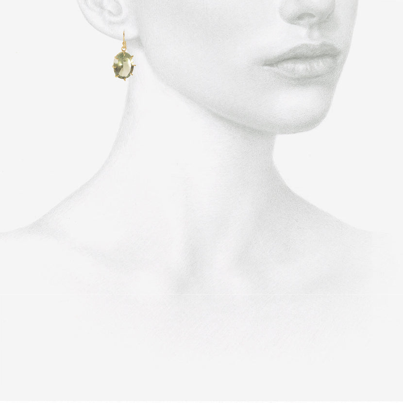 ROSANNE PUGLIESE 18K & FACETED OVAL GREEN AMETHYST EARRINGS