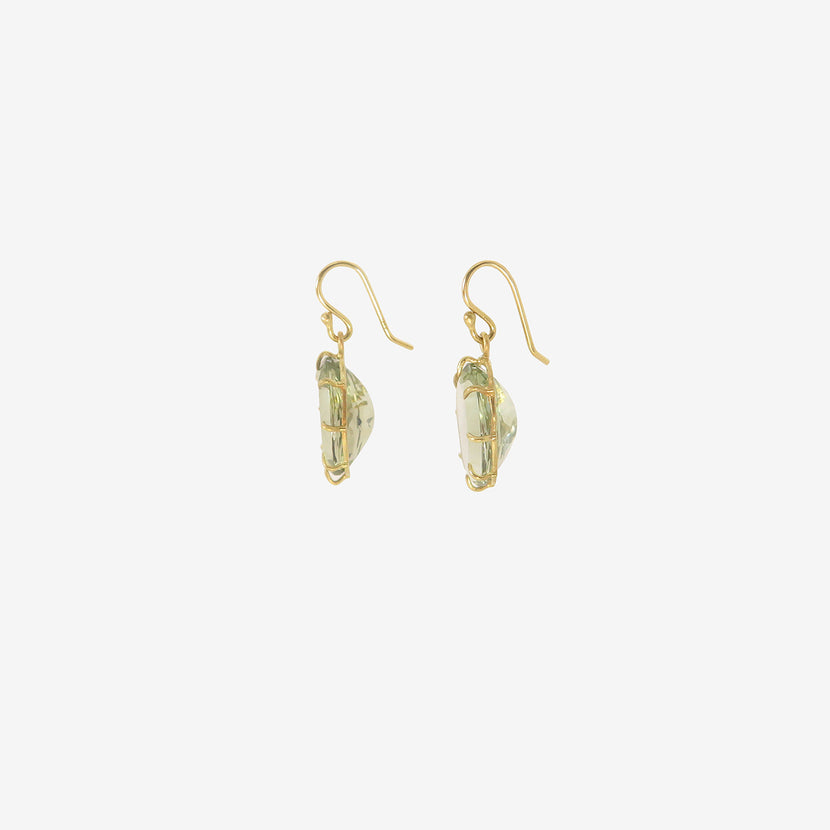 ROSANNE PUGLIESE 18K & FACETED OVAL GREEN AMETHYST EARRINGS