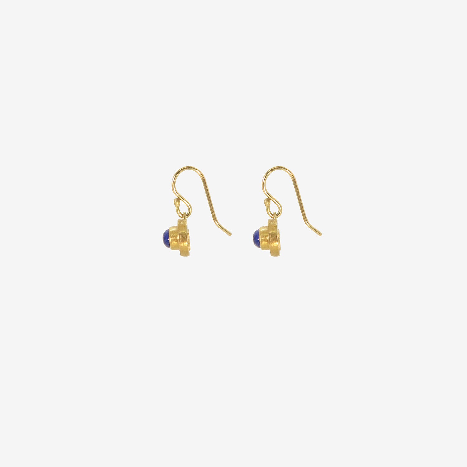 ROSANNE PUGLIESE 22K & LAPIS DOUBLE BEZEL OVAL DROP EARRINGS