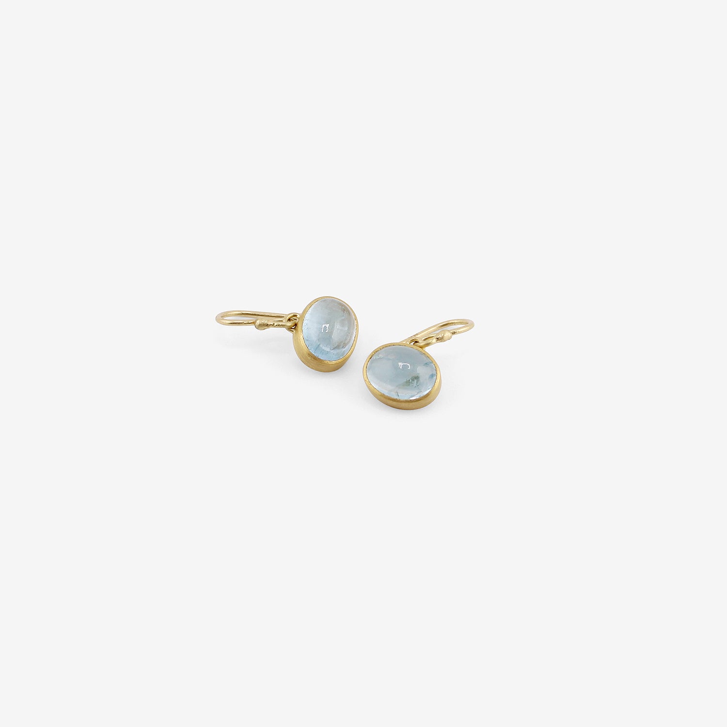 ROSANNE PUGLIESE 22K & OVAL AQUAMARINE BEZEL-SET DROP EARRINGS