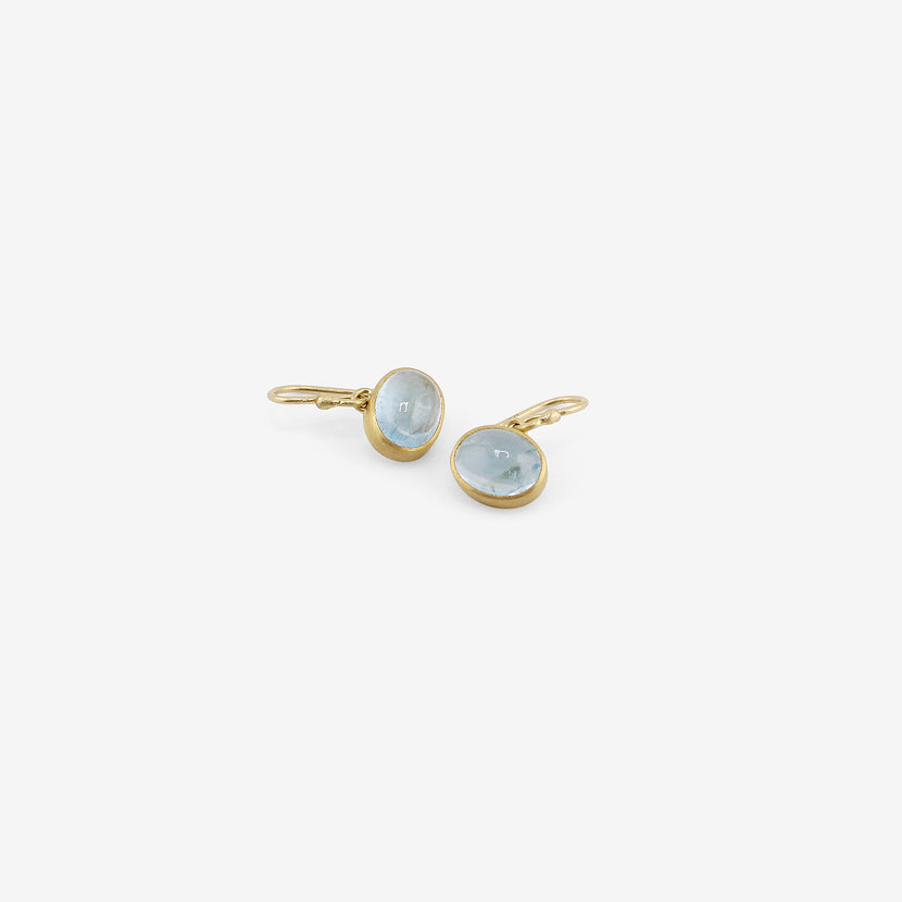 ROSANNE PUGLIESE 22K & OVAL AQUAMARINE BEZEL-SET DROP EARRINGS