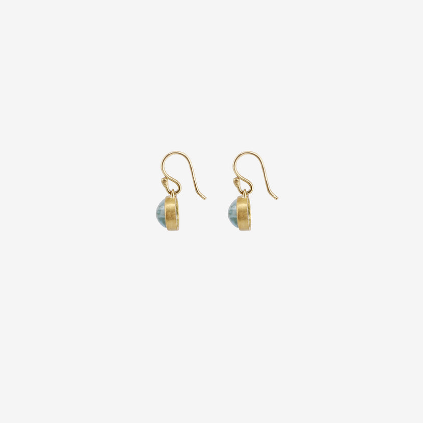 ROSANNE PUGLIESE 22K & OVAL AQUAMARINE BEZEL-SET DROP EARRINGS
