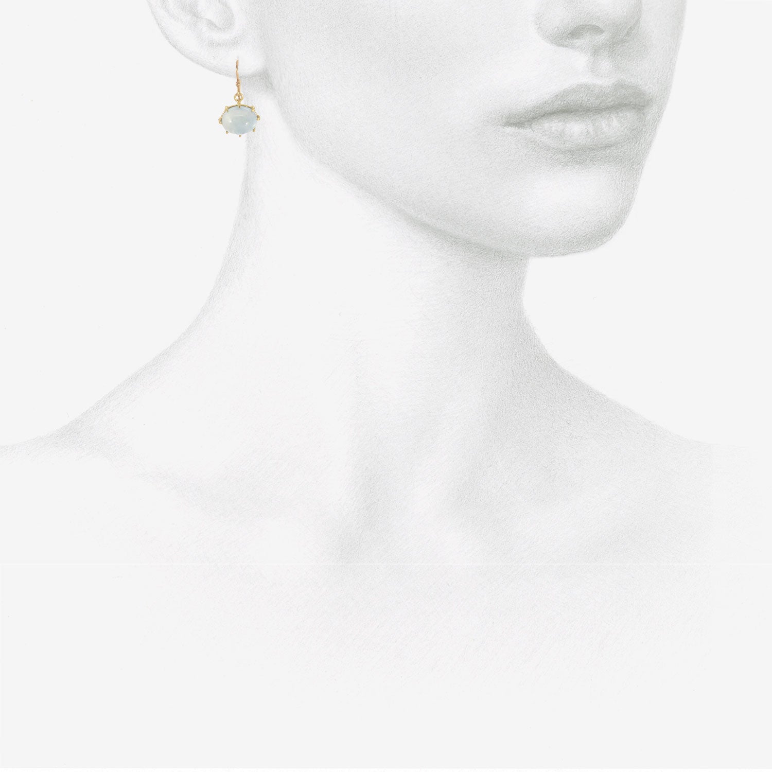 ROSANNE PUGLIESE 18K & OVAL AQUAMARINE CABOCHON EAST/WEST EARRINGS