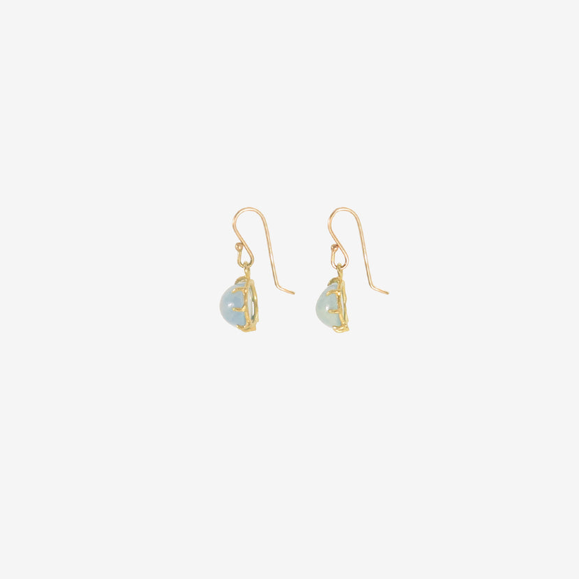 ROSANNE PUGLIESE 18K & OVAL AQUAMARINE CABOCHON EAST/WEST EARRINGS