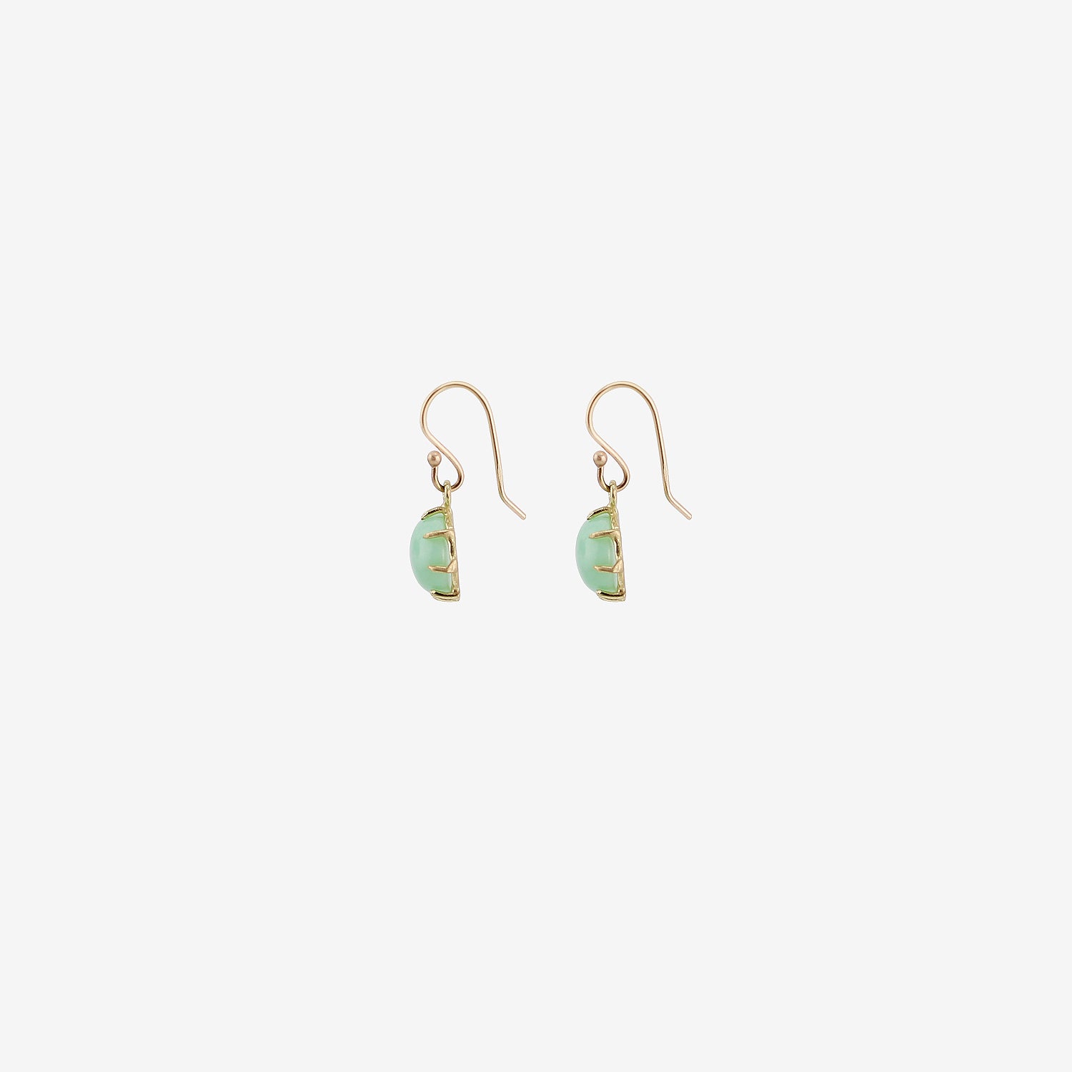 ROSANNE PUGLIESE 18K & OVAL CHRYSOPRASE CABOCHON EAST/WEST EARRINGS