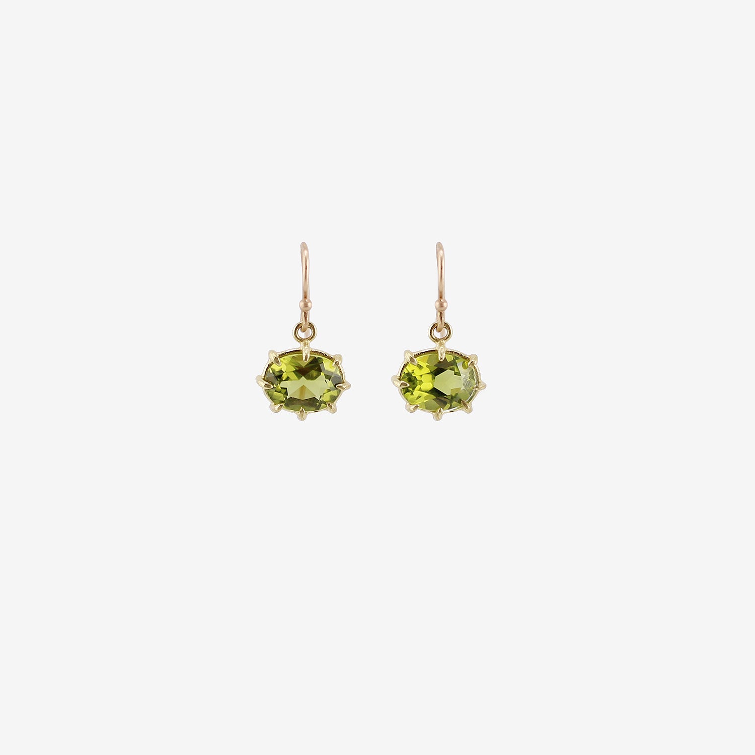 ROSANNE PUGLIESE 18K & FACETED OVAL PERIDOT EAST/WEST MINI GEM EARRINGS