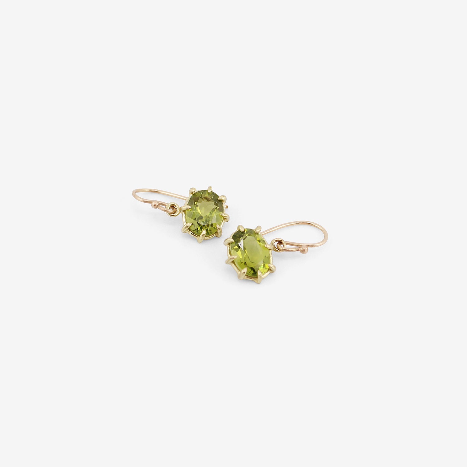 ROSANNE PUGLIESE 18K & FACETED OVAL PERIDOT EAST/WEST MINI GEM EARRINGS