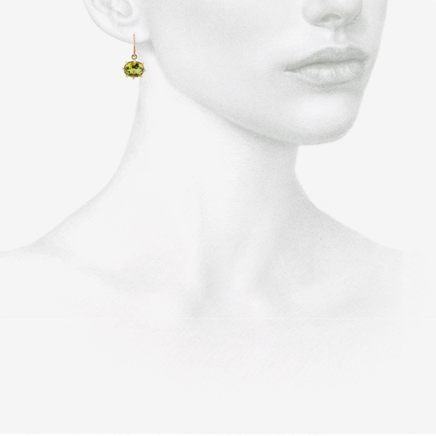 ROSANNE PUGLIESE 18K & FACETED OVAL PERIDOT EAST/WEST MINI GEM EARRINGS
