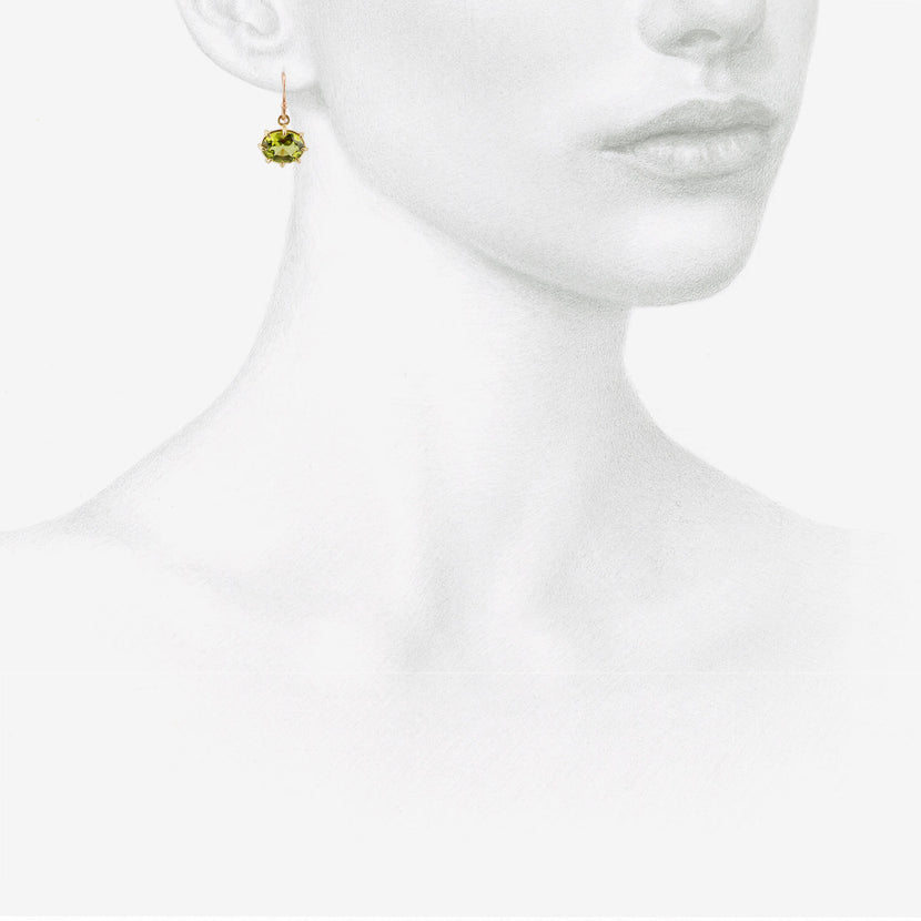 ROSANNE PUGLIESE 18K & FACETED OVAL PERIDOT EAST/WEST MINI GEM EARRINGS