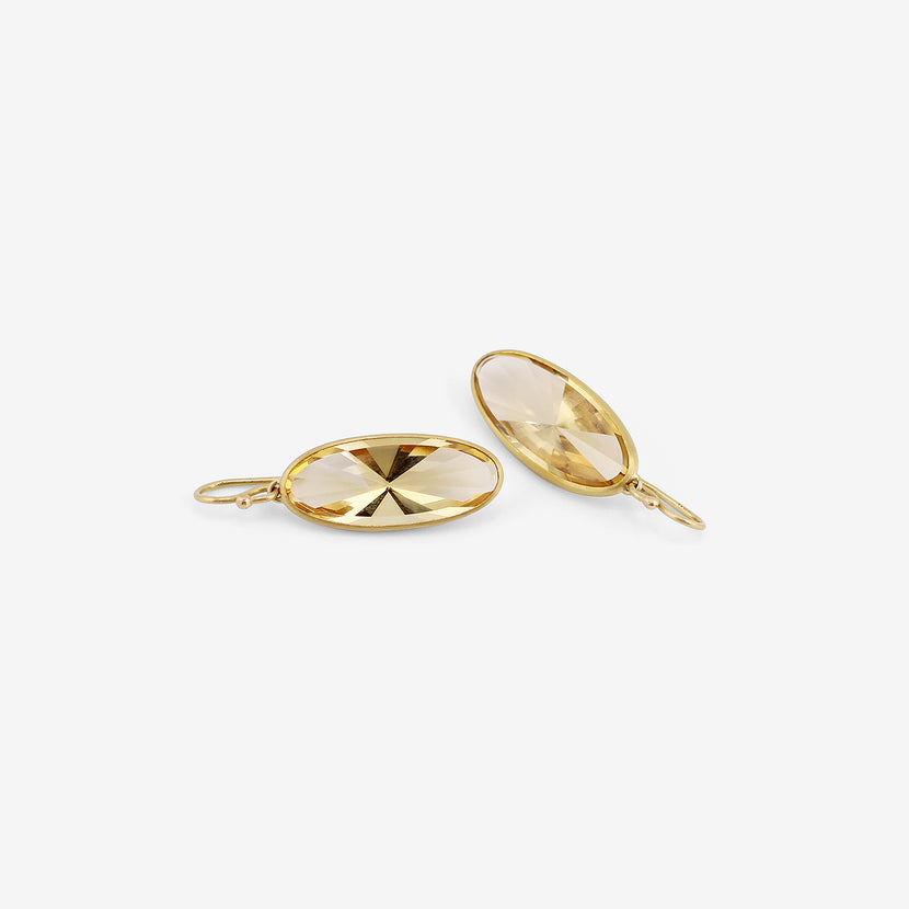 ROSANNE PUGLIESE 22K & OVAL SCISSOR-CUT CITRINE DROP EARRINGS