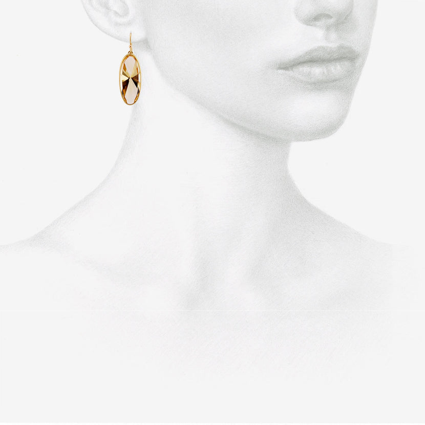ROSANNE PUGLIESE 22K & OVAL SCISSOR-CUT CITRINE DROP EARRINGS