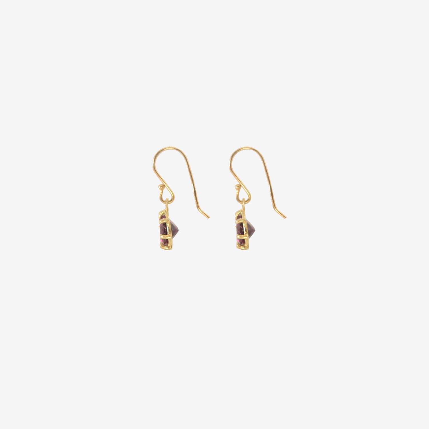 ROSANNE PUGLIESE 18K & FACETED OVAL RHODOLITE GARNET MINI GEM EARRINGS