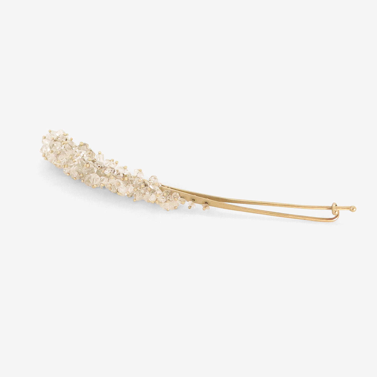 TED MUEHLING 10K & HERKIMER DIAMOND CRYSTAL LARGE BARRETTE