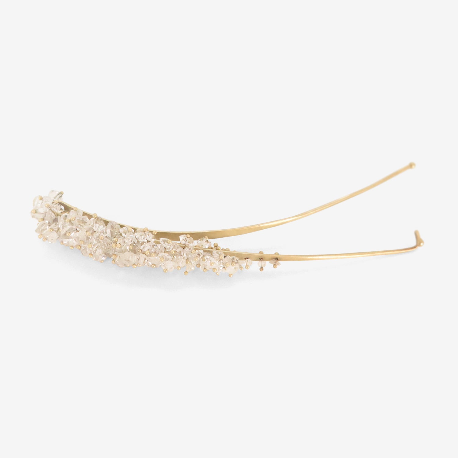 TED MUEHLING 10K & HERKIMER DIAMOND CRYSTAL LARGE BARRETTE