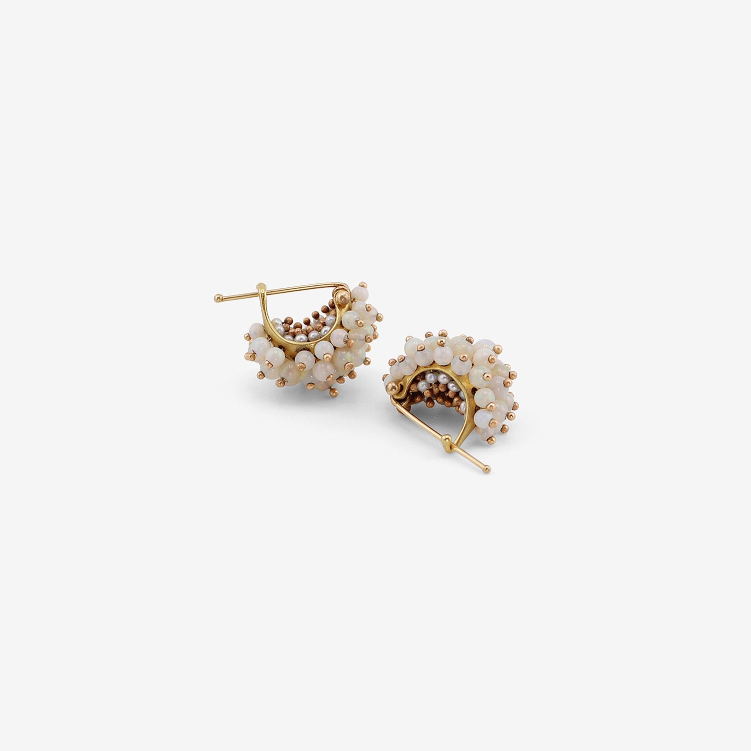 TED MUEHLING 18K & OPAL BASKET EARRINGS