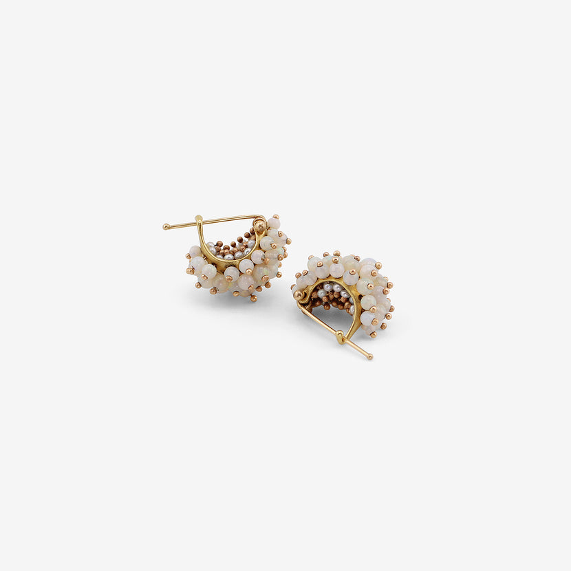 TED MUEHLING 18K & OPAL BASKET EARRINGS
