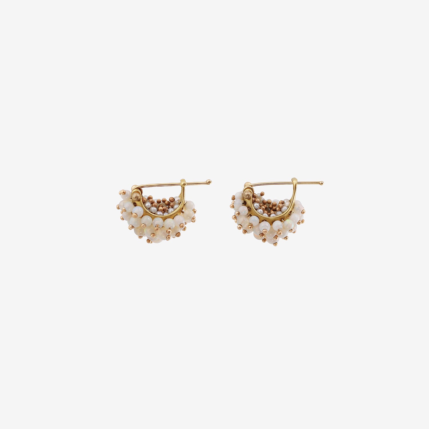 TED MUEHLING 18K & OPAL BASKET EARRINGS