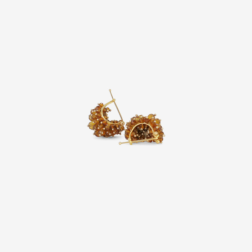 TED MUEHLING 18K & CITRINE LARGE BASKET EARRINGS