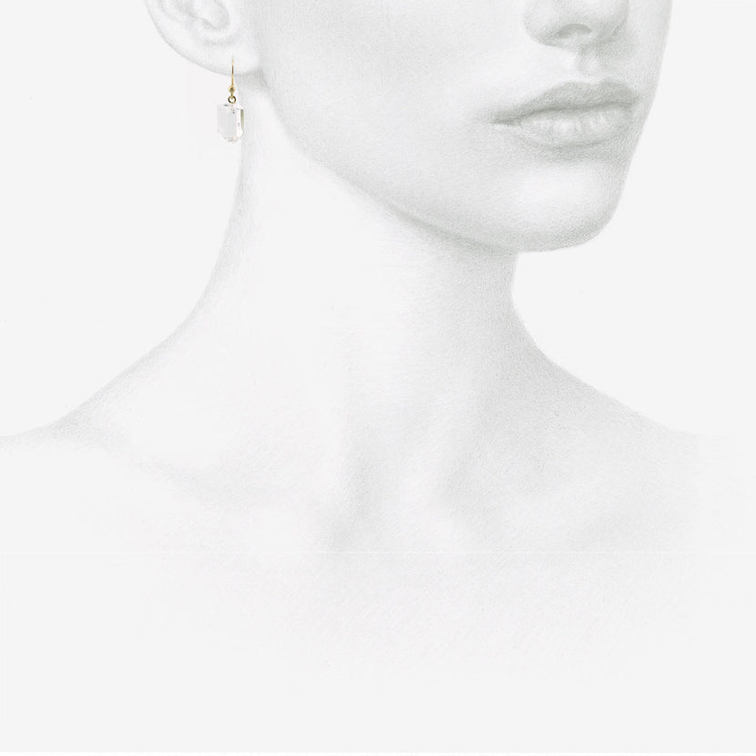 TED MUEHLING 14K & LARGE HERKIMER DIAMOND EARRINGS