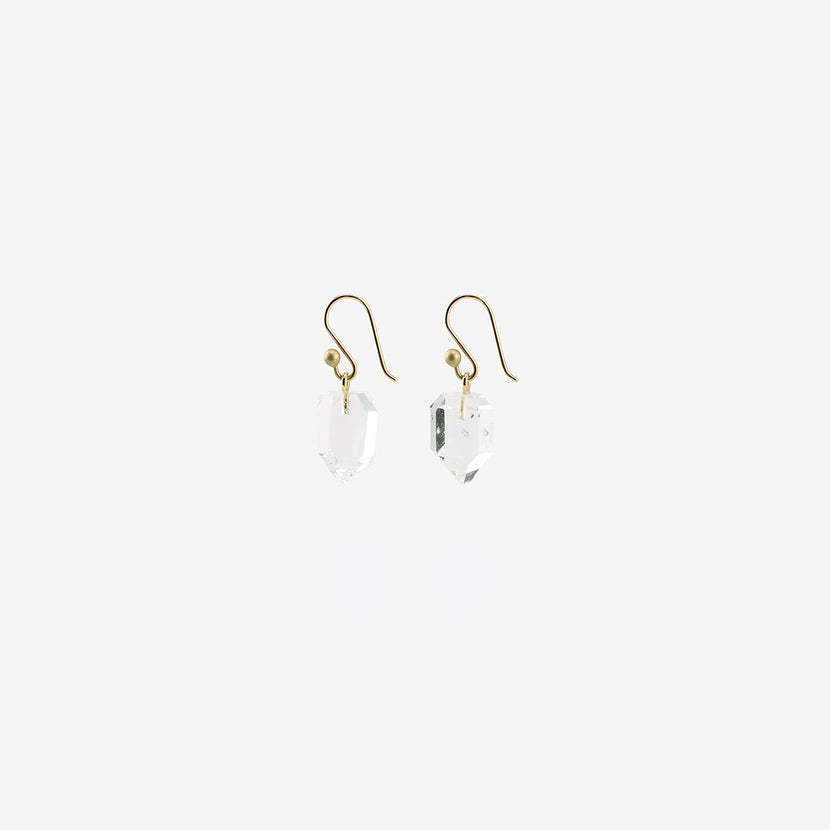 TED MUEHLING 14K & LARGE HERKIMER DIAMOND EARRINGS