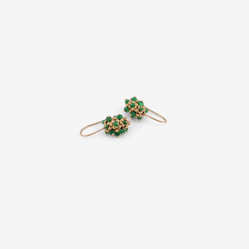 TED MUEHLING 14K & EMERALD LARGE RASPBERRY EARRINGS