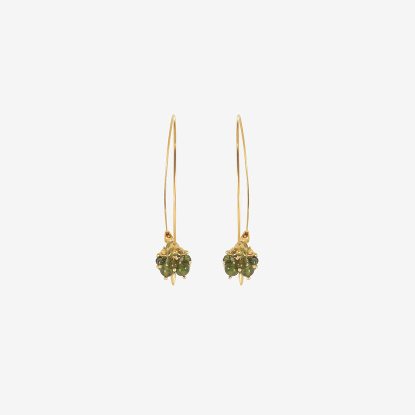 TED MUEHLING 18K & GREEN TOURMALINE MEDIUM HOOP CLUSTERS