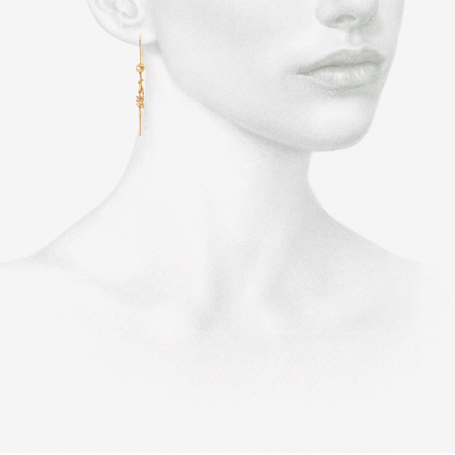 TED MUEHLING 14K SMALL SEAWEED EARRINGS WITH KESHI PEARLS & DIAMONDS