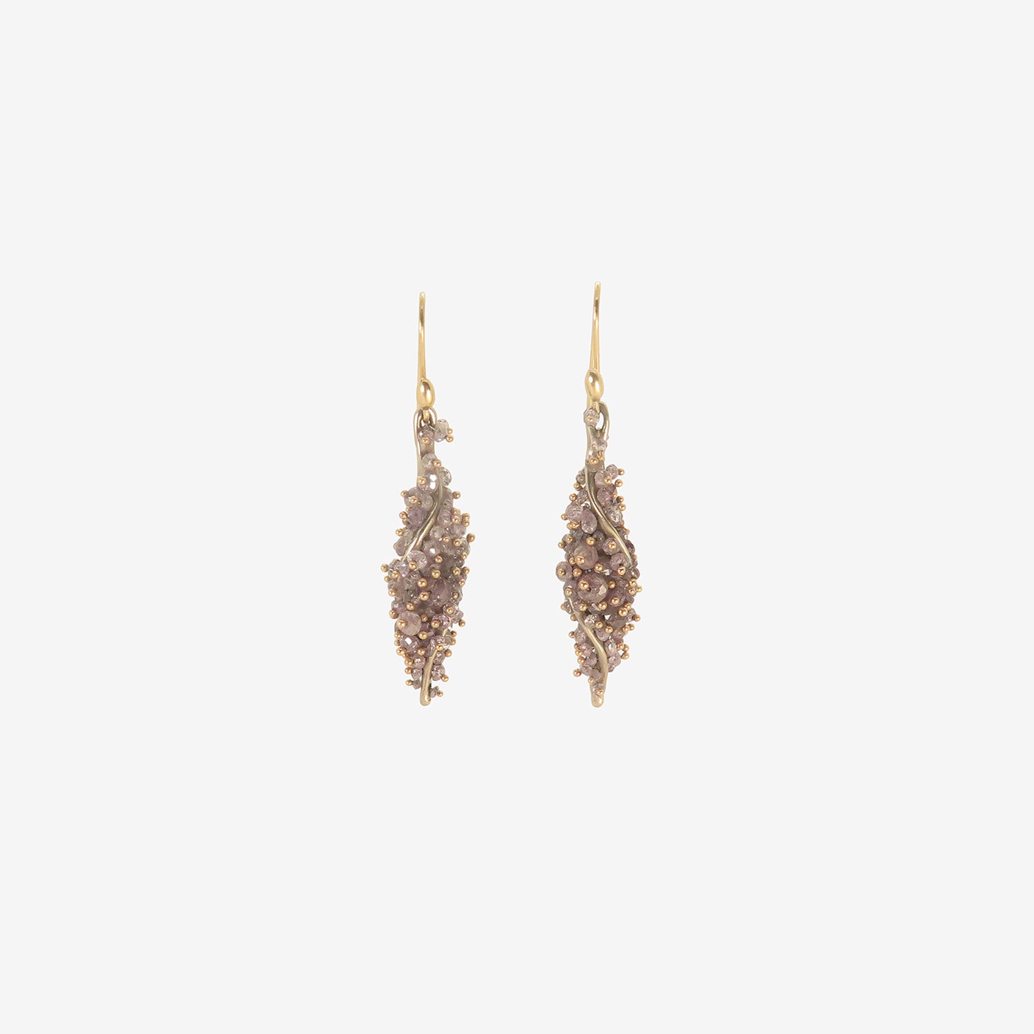 TED MUEHLING 18K WHITE GOLD & LAVENDER DIAMOND TWIST EARRINGS