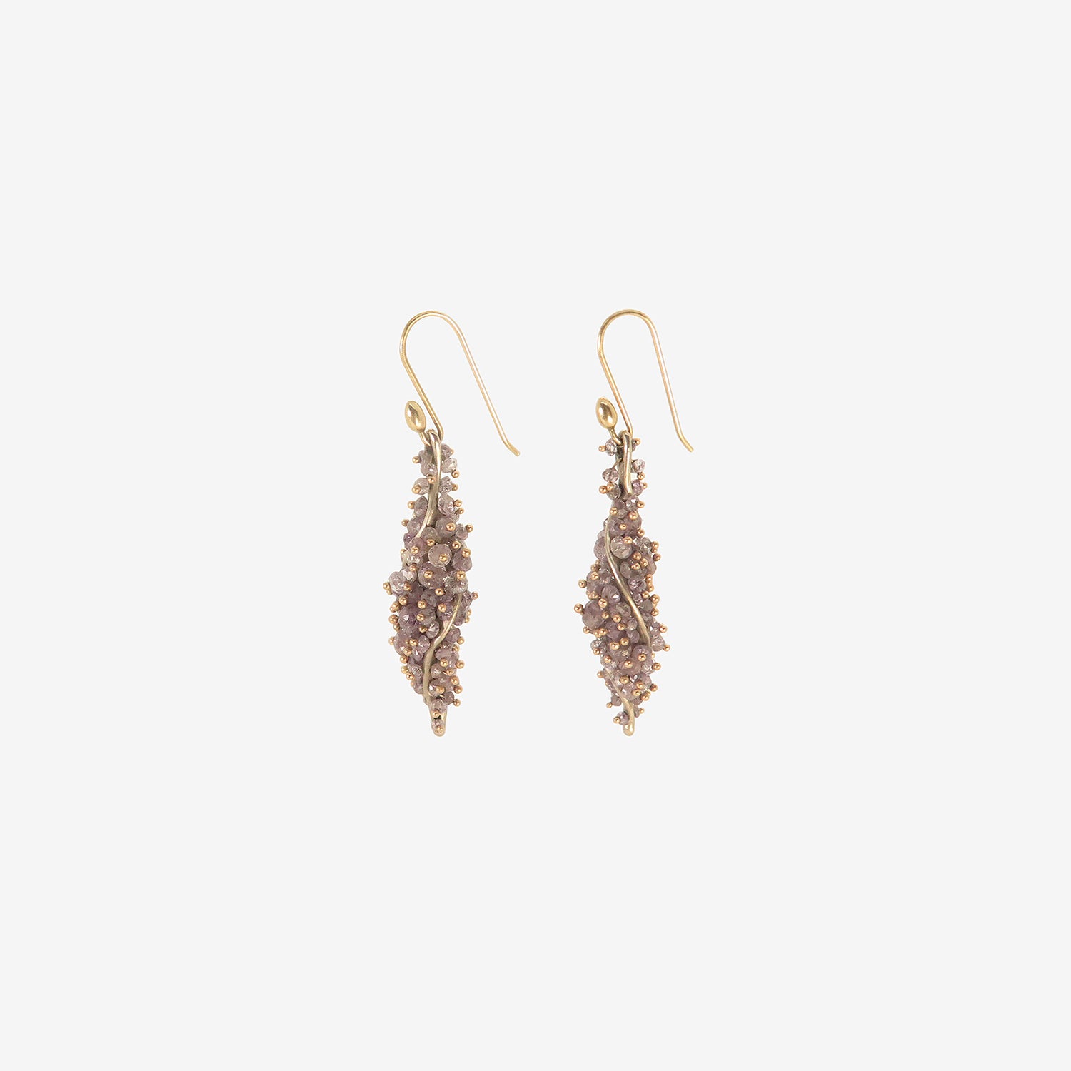TED MUEHLING 18K WHITE GOLD & LAVENDER DIAMOND TWIST EARRINGS