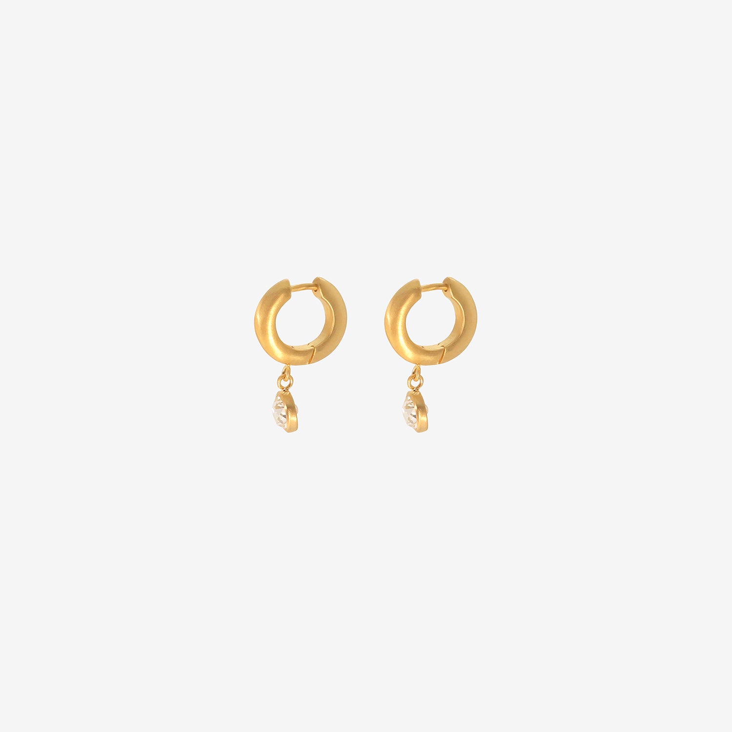 DARIUS 18K 8MM SIGNATURE HOOPS WITH CUSHION-CUT DIAMOND DROPS, 1.55CT