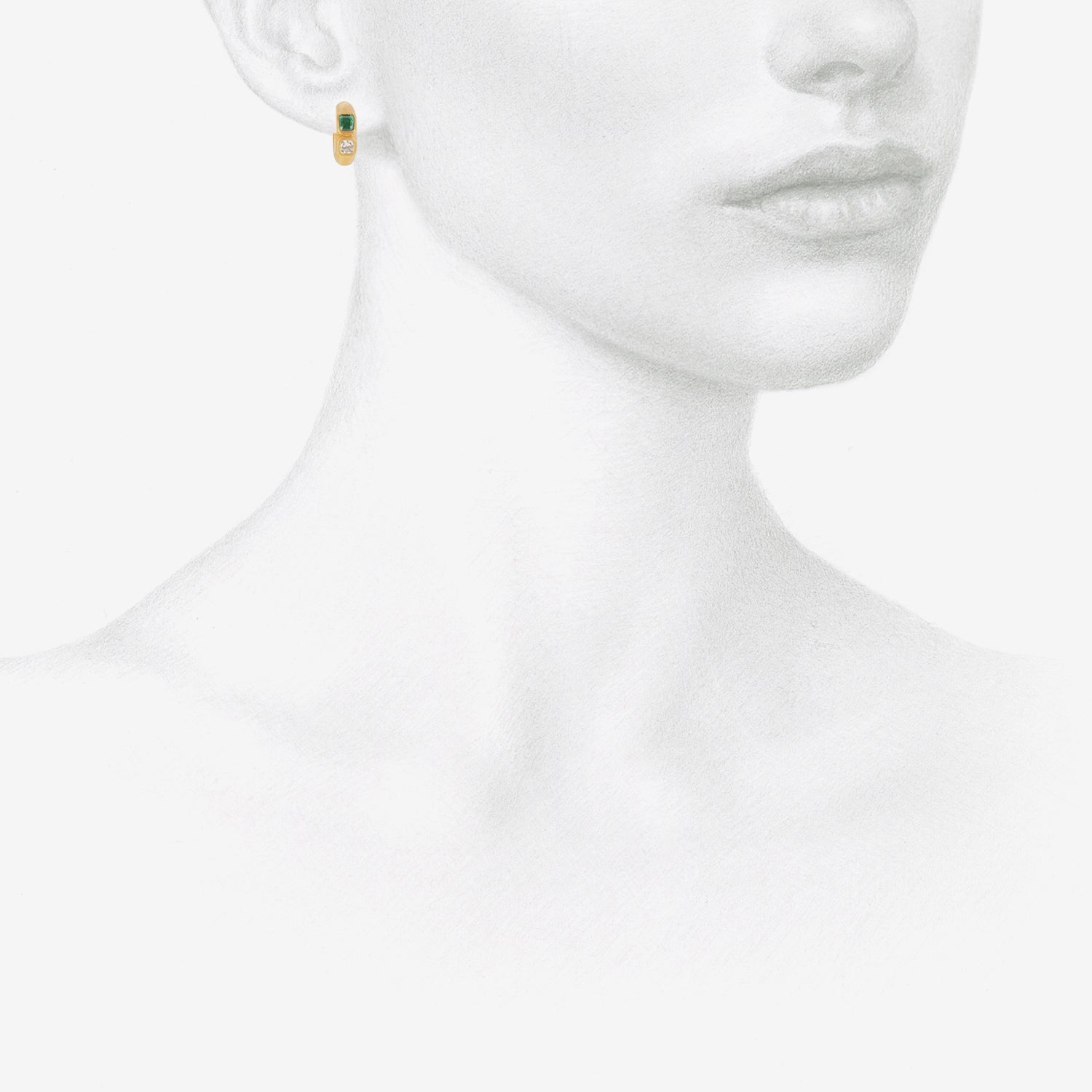 DARIUS 18K SIGNATURE HOOPS WITH DIAMONDS & EMERALDS