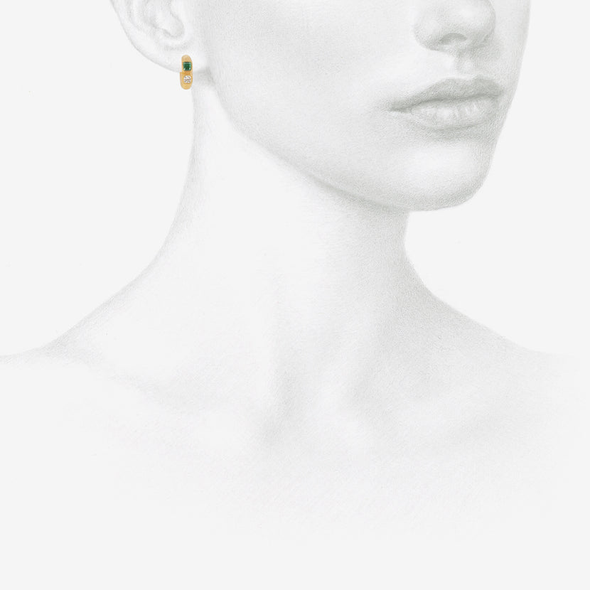 DARIUS 18K SIGNATURE HOOPS WITH DIAMONDS & EMERALDS