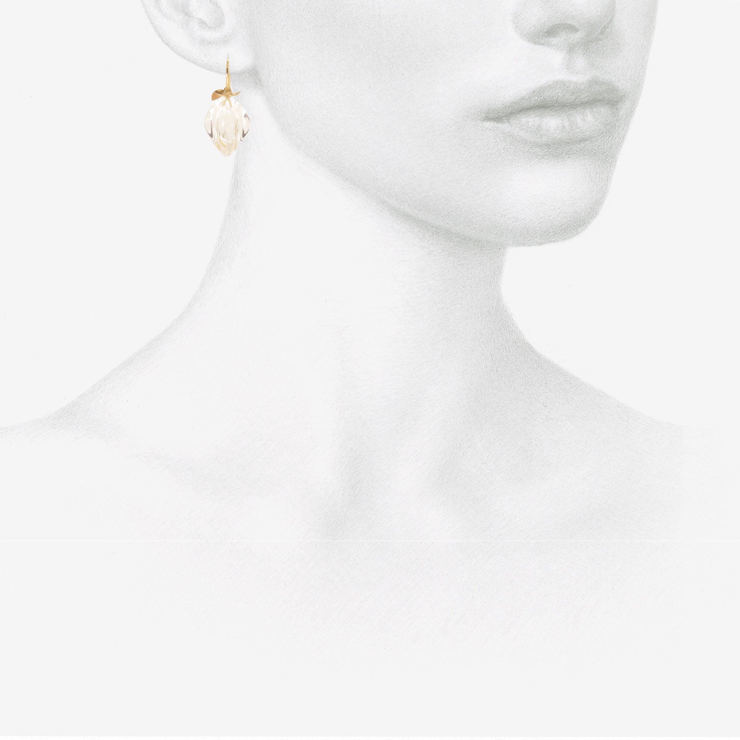 GABRIELLA KISS 14K & CLEAR QUARTZ CHINESE LANTERN EARRINGS