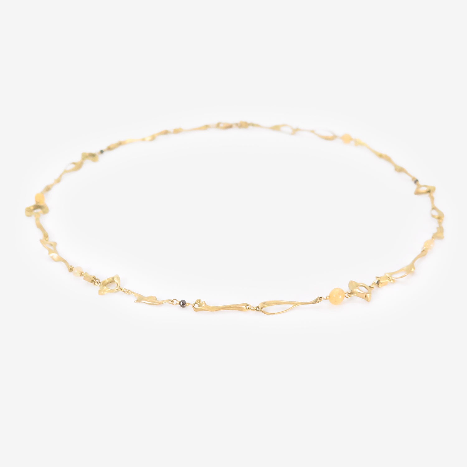 GABRIELLA KISS 18K & BLACK DIAMOND MOUSE BONE NECKLACE WITH OPALS