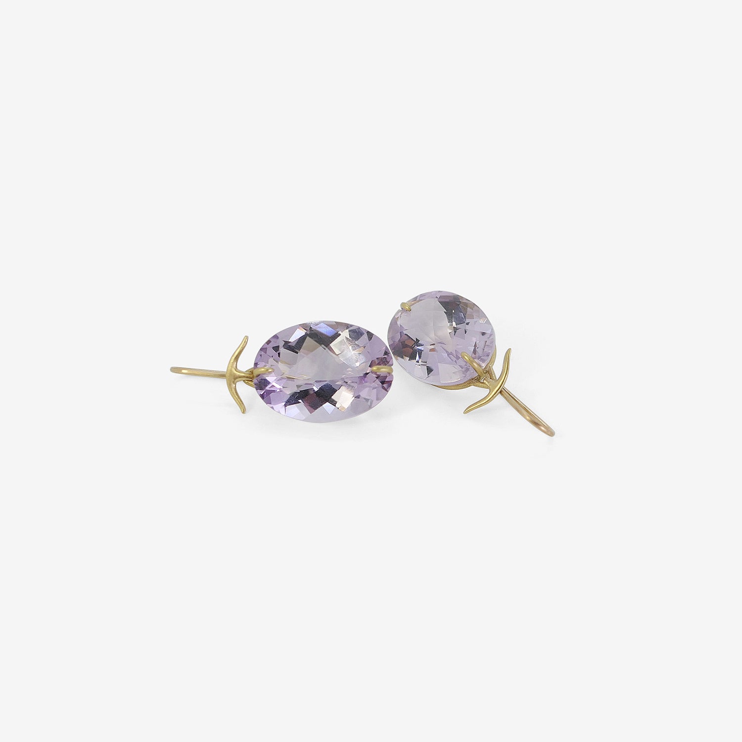 GABRIELLA KISS 18K & OVAL FACETED ROSE DE FRANCE AMETHYST EARRINGS