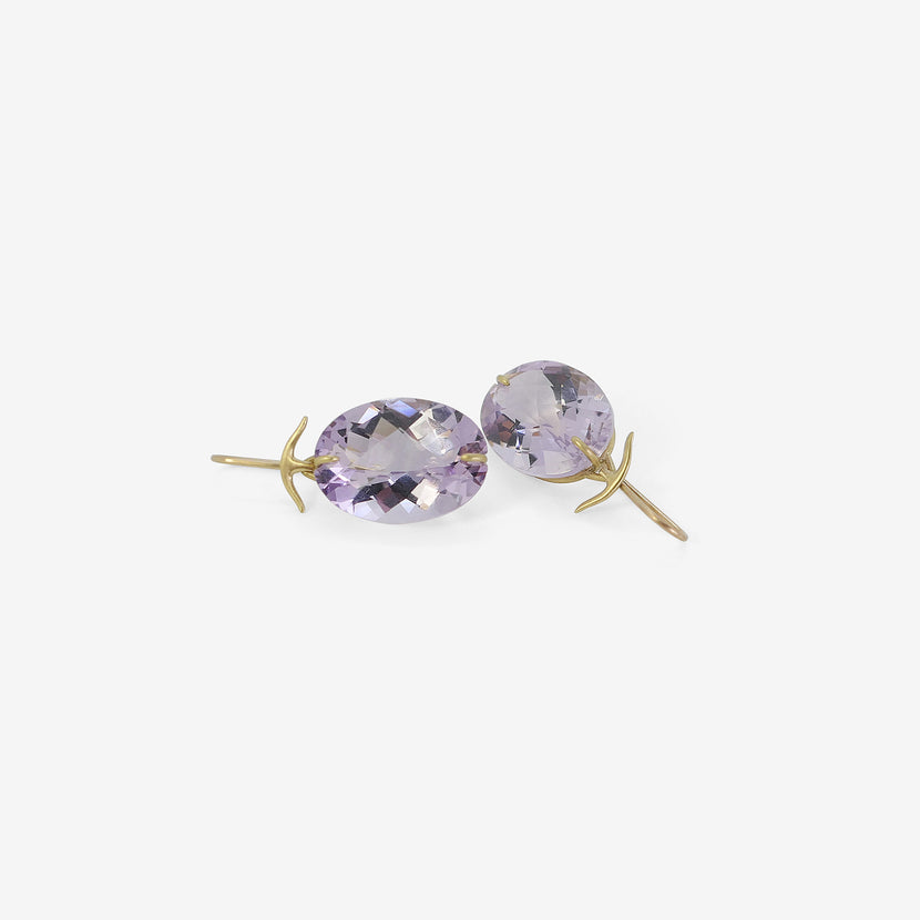 GABRIELLA KISS 18K & OVAL FACETED ROSE DE FRANCE AMETHYST EARRINGS