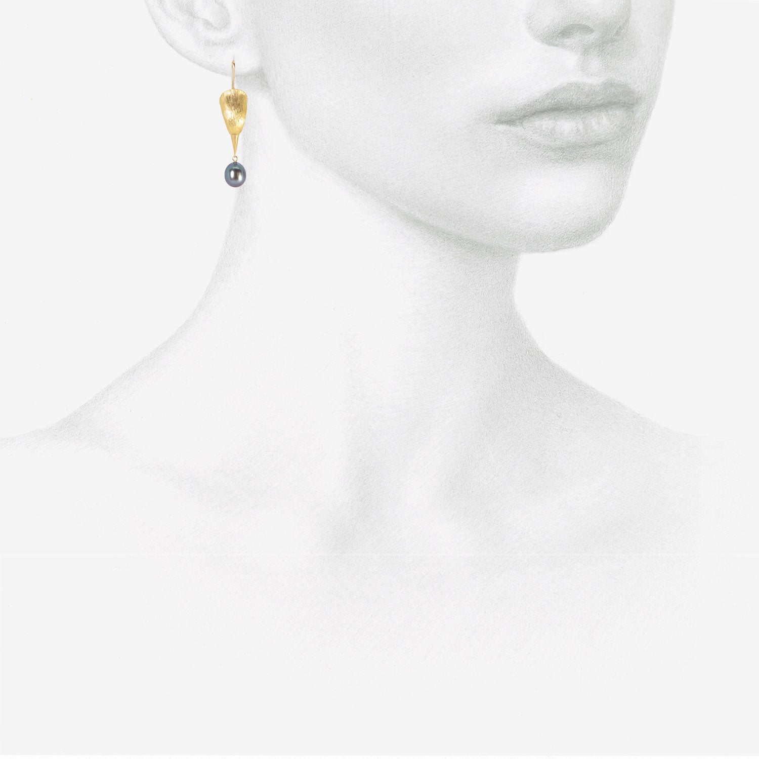 GABRIELLA KISS 18K BIRD HEAD EARRINGS WITH BLACK PEARL EGGS