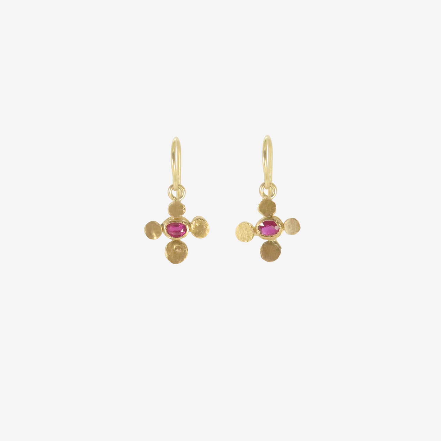 JUDY GEIB 22K & RUBY TINY SQUASH EARRINGS