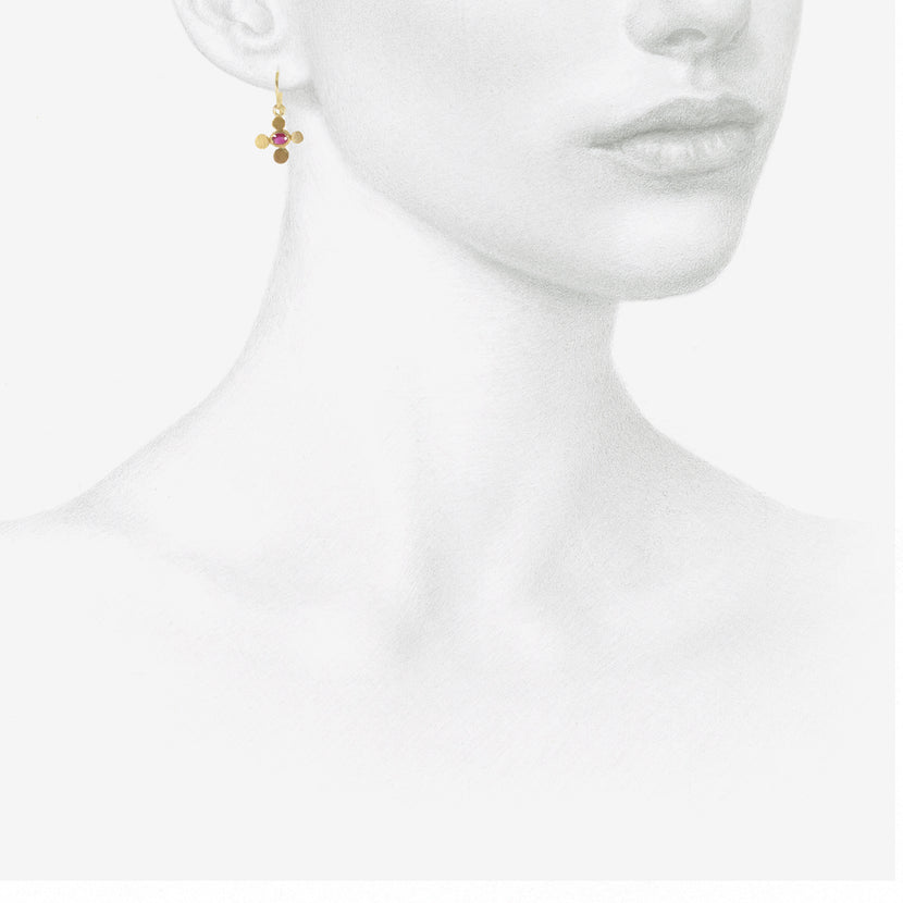 JUDY GEIB 22K & RUBY TINY SQUASH EARRINGS