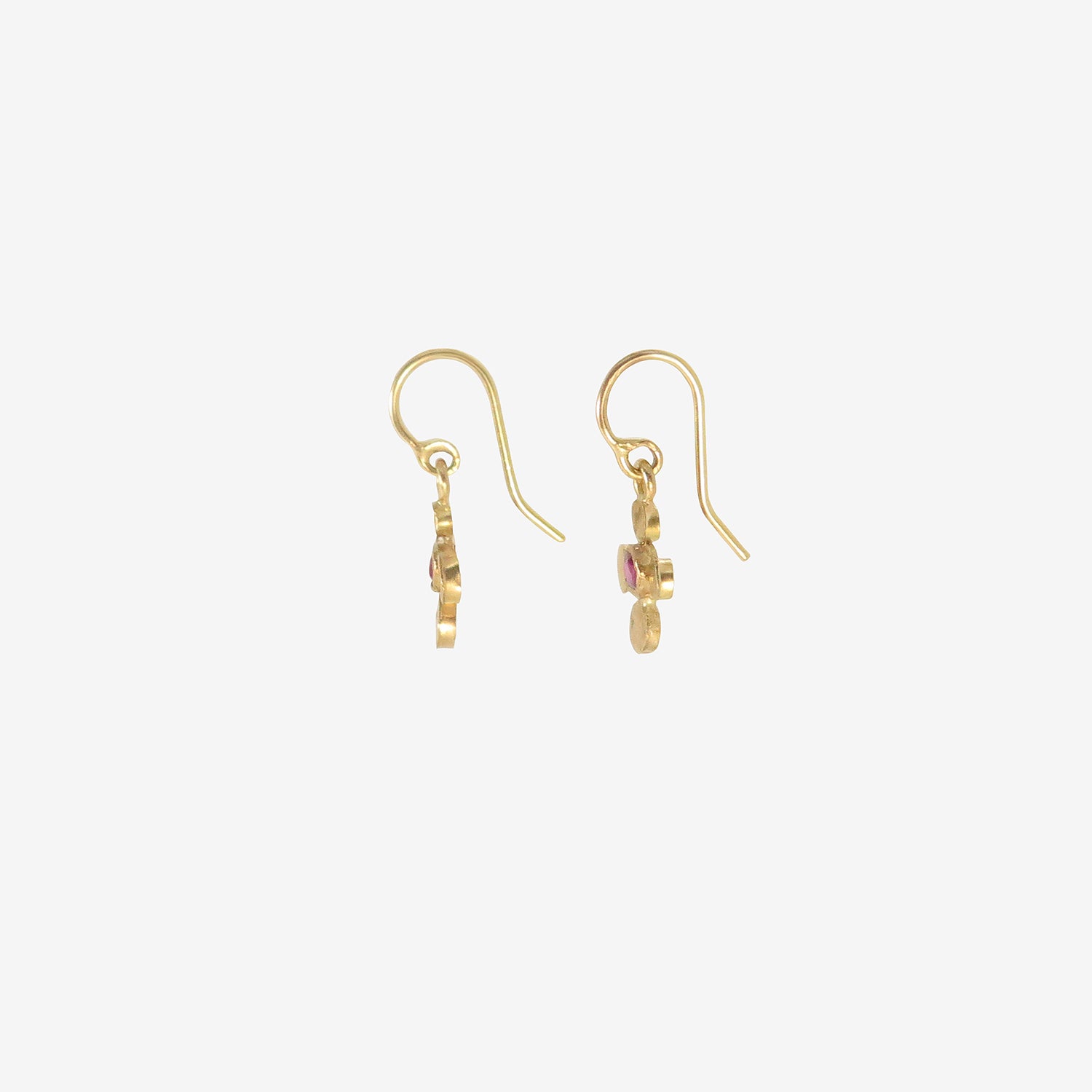 JUDY GEIB 22K & RUBY TINY SQUASH EARRINGS