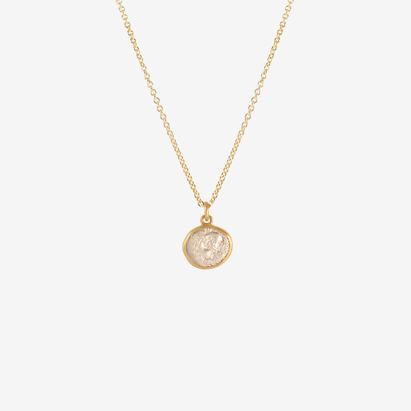 LOLA BROOKS 22K ANCIENT GREEK ANCHOR WITH CRAWFISH / GORGON HEAD OF MEDUSA COIN PENDANT, 400 BC
