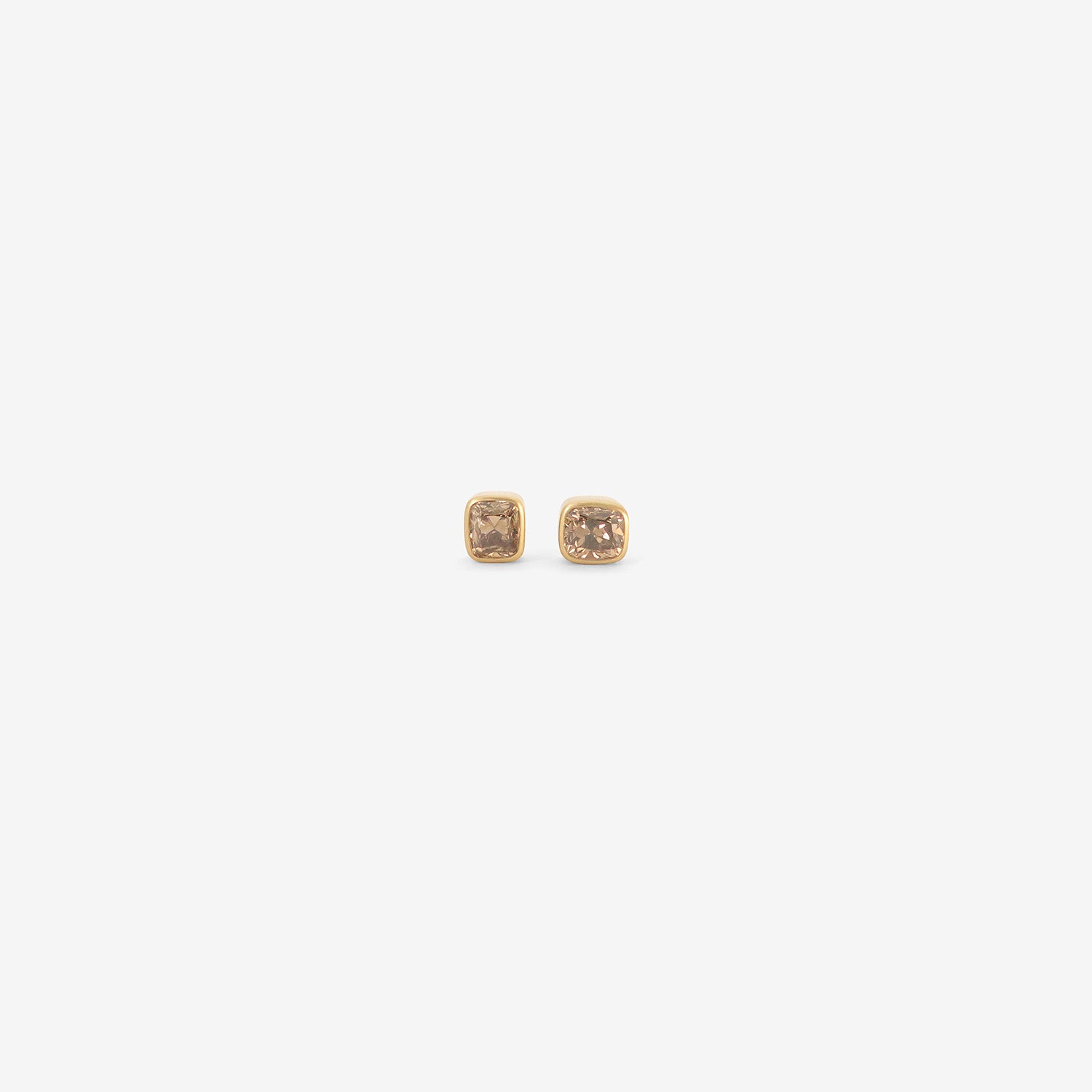 LOLA BROOKS 18K & CUSHION-CUT CHAMPAGNE DIAMOND STUDS, 1.37CT
