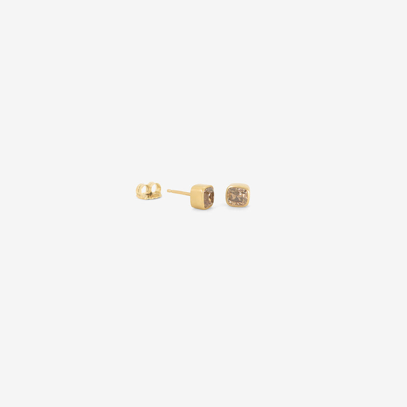 LOLA BROOKS 18K & CUSHION-CUT CHAMPAGNE DIAMOND STUDS, 1.37CT