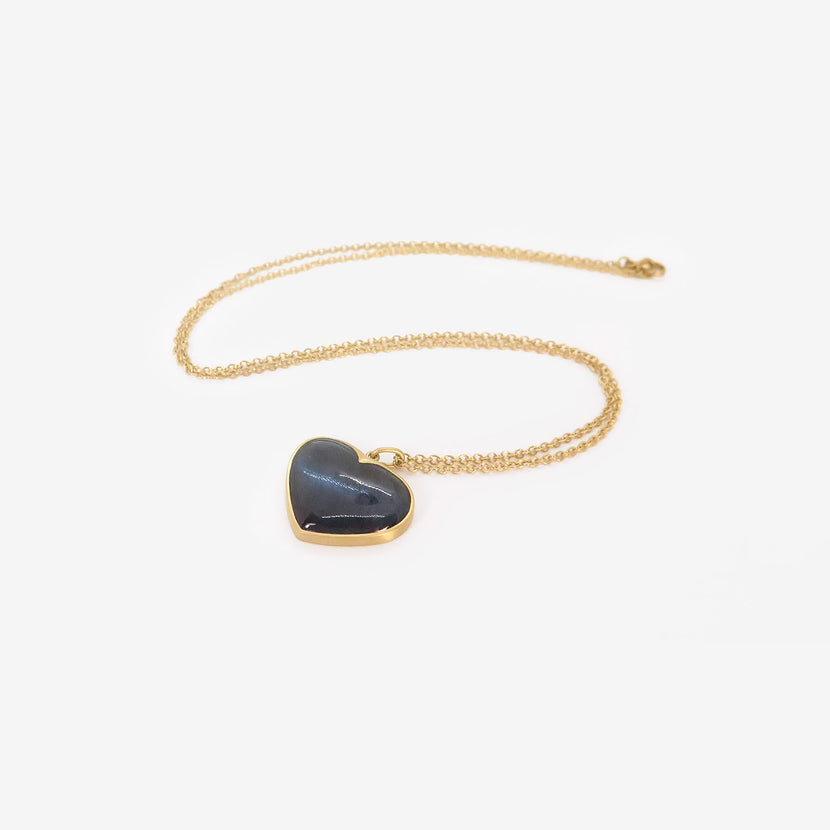 LOLA BROOKS 18K & LARGE DEEP BLUE TOURMALINE SWEETHEART NECKLACE, 11.04CT