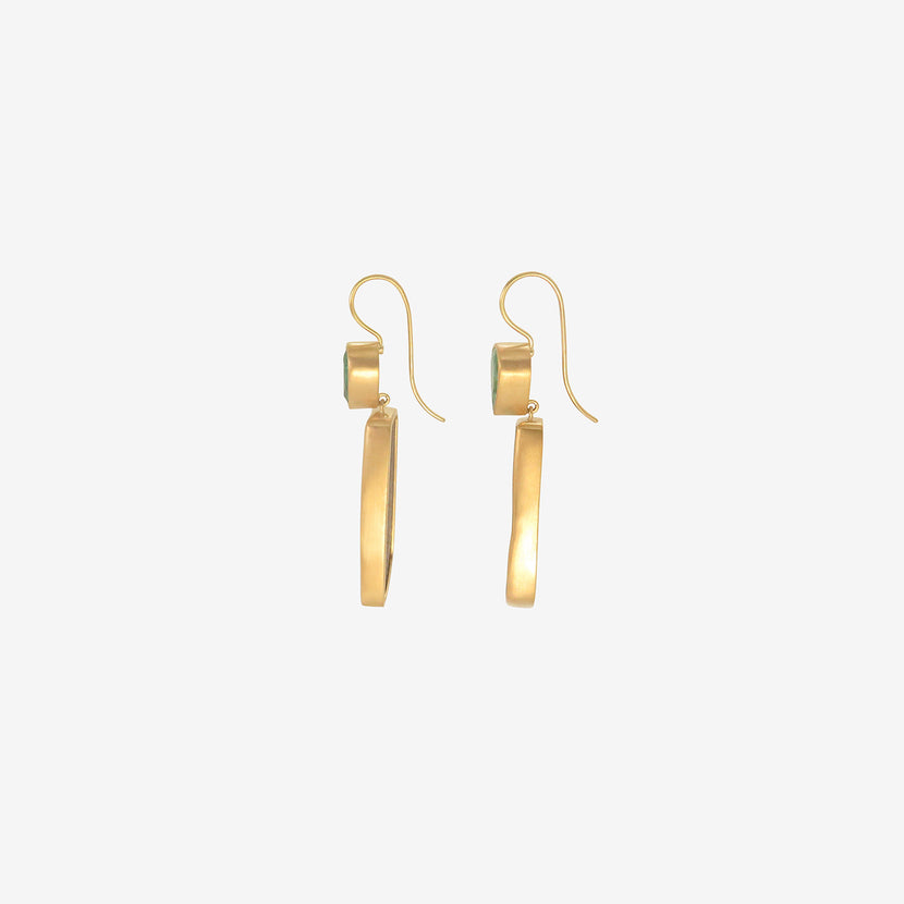 LOLA BROOKS 22K & RECTANGULAR BOULDER OPAL EARRINGS WITH ZAMBIAN EMERALD