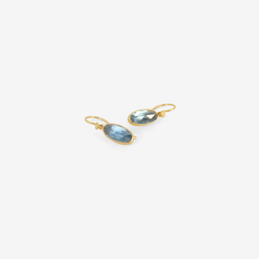 LOLA BROOKS 18K & TINY ELONGATED OVAL LONDON BLUE TOPAZ EARRINGS, 4.82CT