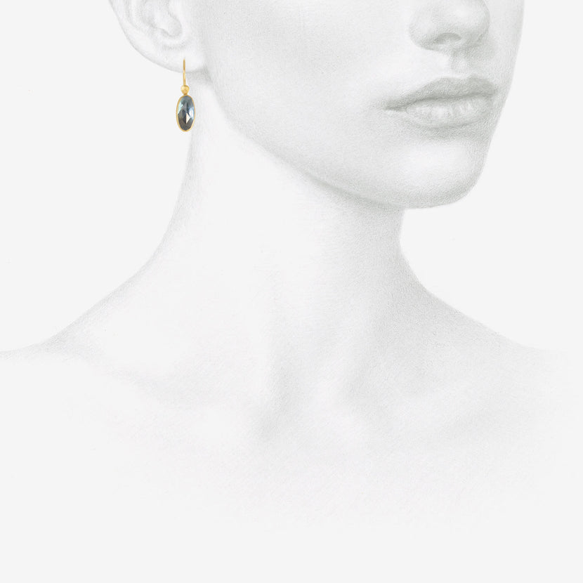 LOLA BROOKS 18K & TINY ELONGATED OVAL LONDON BLUE TOPAZ EARRINGS, 4.82CT