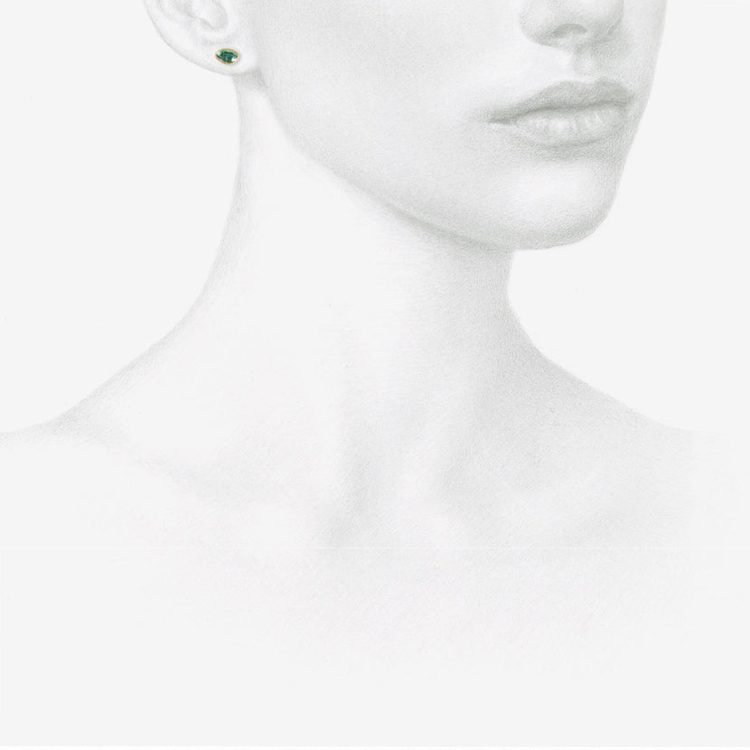 LOLA BROOKS 18K & EMERALD PEBBLE SEQUIN STUDS, 1.42CT